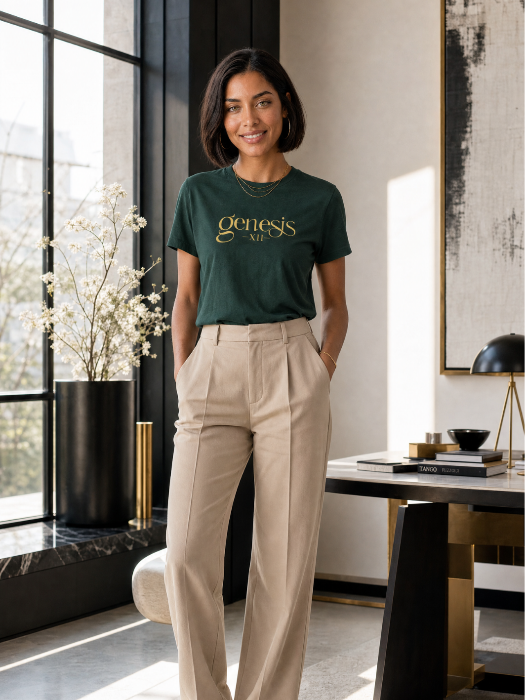 Genesis XII Unisex T-Shirt | Genesis 12 Bible Verse (Dark with Gold Text)