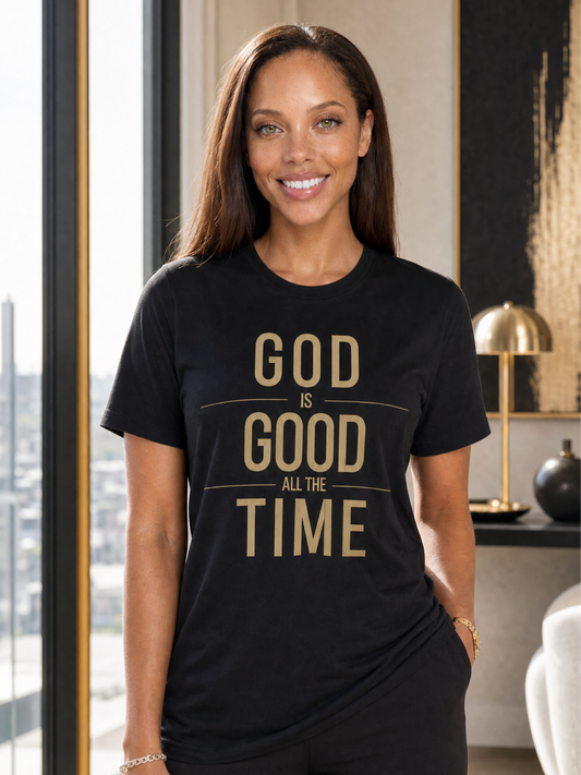God Is Good Unisex T-Shirt  (Dark + Gold Text)