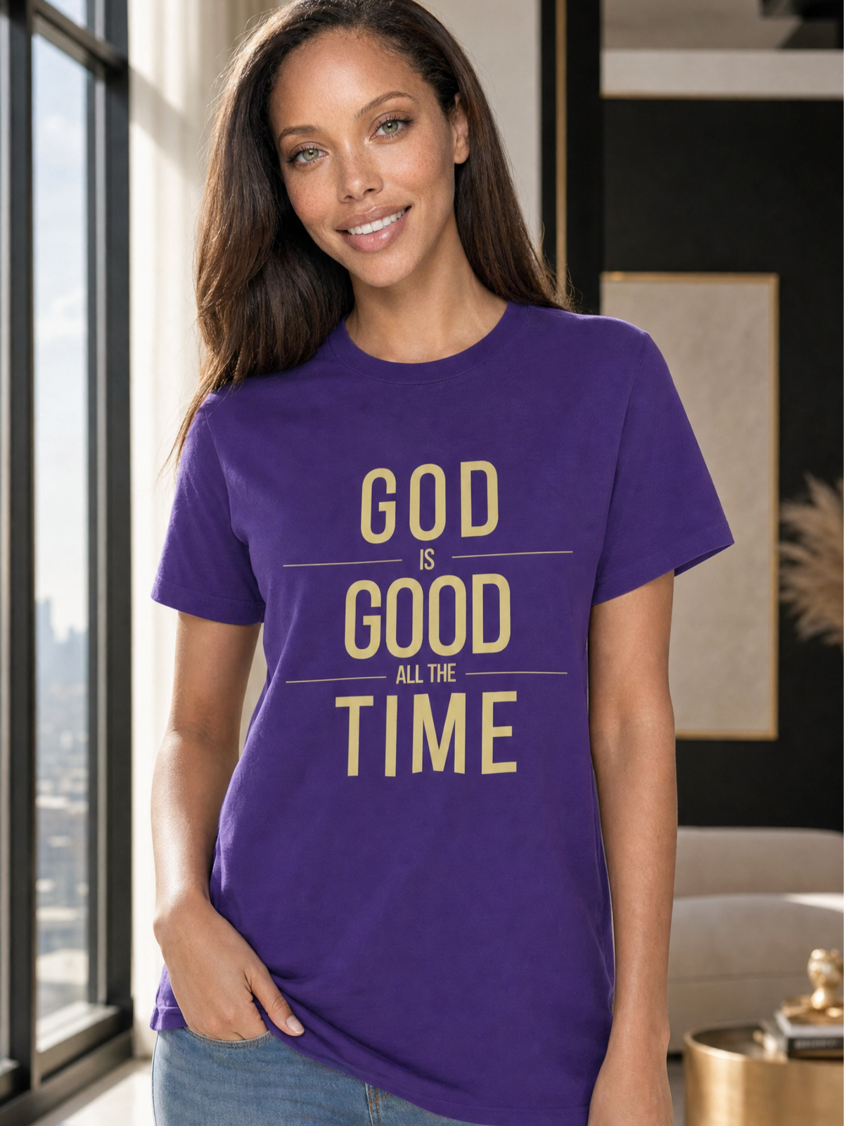 God Is Good Unisex T-Shirt  (Dark + Gold Text)