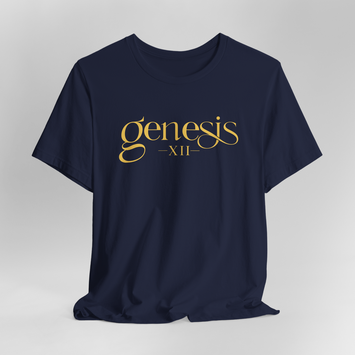 Genesis XII Unisex T-Shirt | Genesis 12 Bible Verse (Dark with Gold Text)