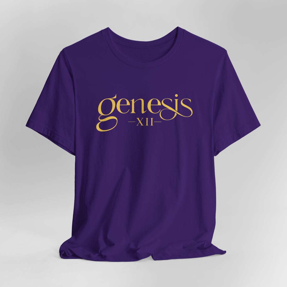 Genesis XII Unisex T-Shirt | Genesis 12 Bible Verse (Dark with Gold Text)