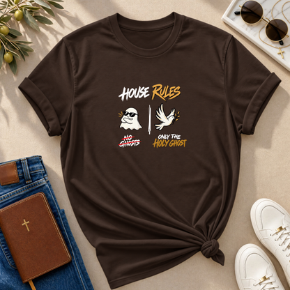 House Rules: No Ghosts / Only The Holy Ghost  Halloween T-Shirt - CURVY