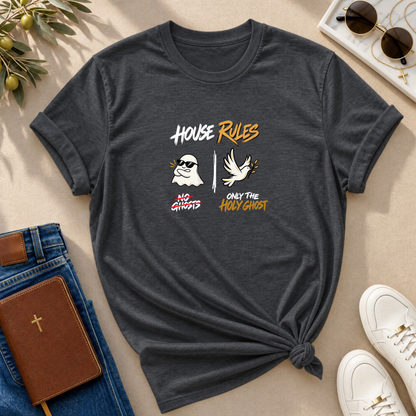 House Rules: No Ghosts / Only The Holy Ghost  Halloween T-Shirt - CURVY