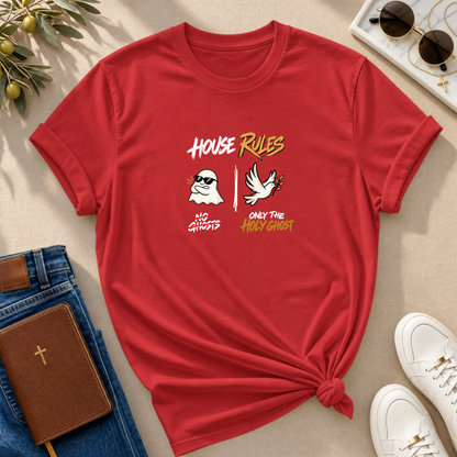 House Rules: No Ghosts / Only The Holy Ghost  Halloween T-Shirt - CURVY