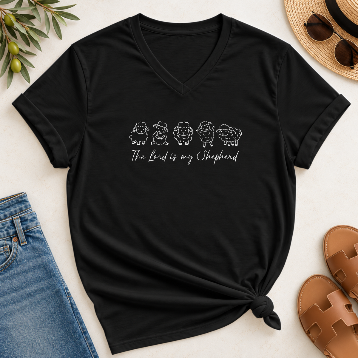 The Lord Is My Shepherd  V-Neck T-Shirt