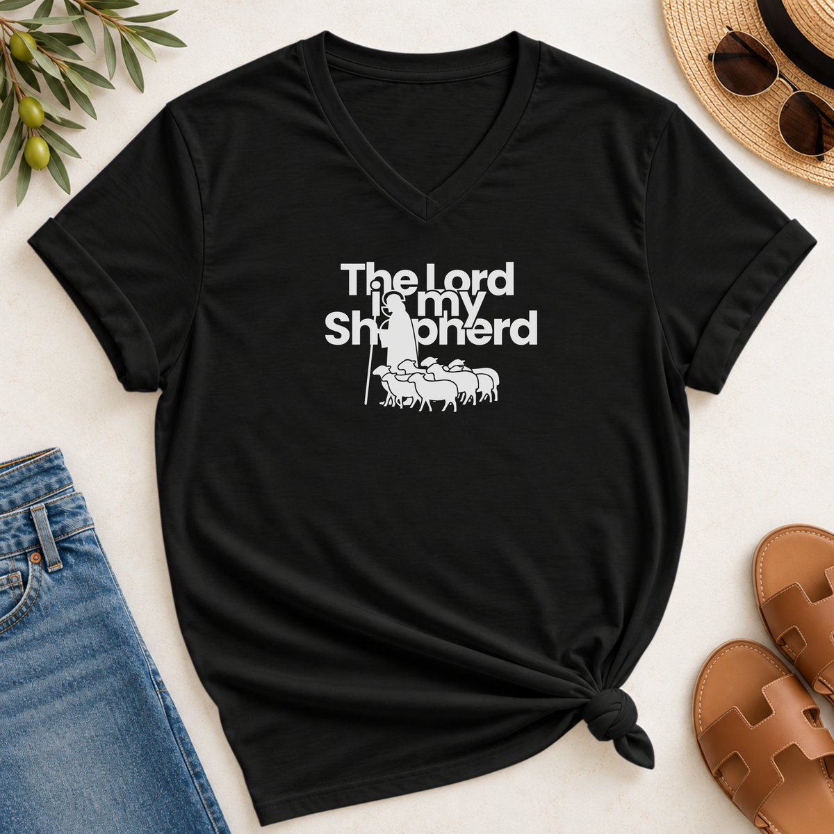 The Lord Is My Shepherd  V-Neck T-Shirt