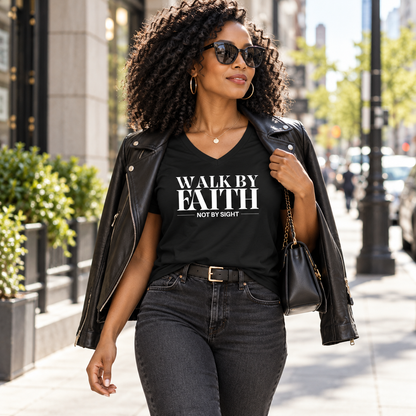 Walk By Faith Not By Sight V-Neck T-Shirt